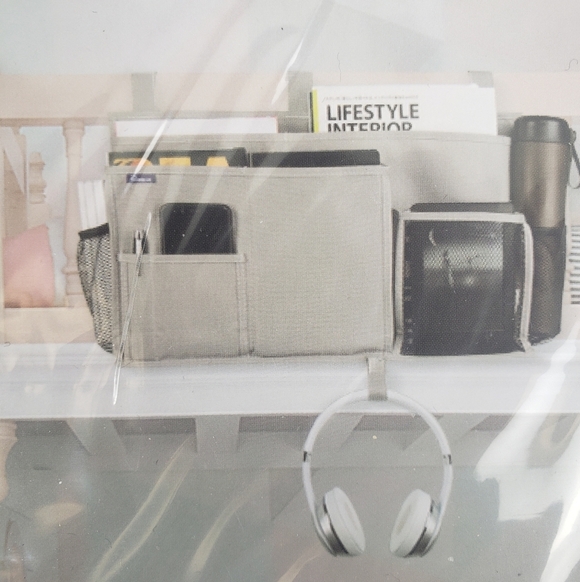 Surbblue Black Bedside Caddy Hanging Bed Organizer Storage Bag Pocket - Picture 3 of 4